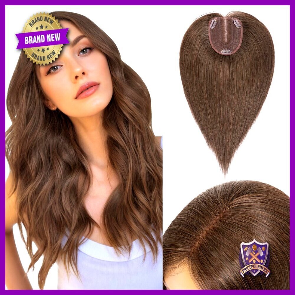 Real Human Hair Topper Large Base Thinning Hair Cover Elegant Chic